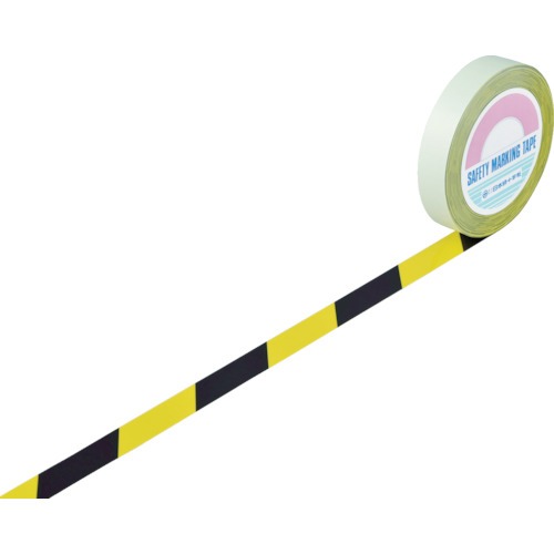 ｶﾞｰﾄﾞﾃｰﾌﾟ(ﾗｲﾝﾃｰﾌﾟ) 黄/黒(ﾄﾗ柄) 25mm幅×20m 1巻画像