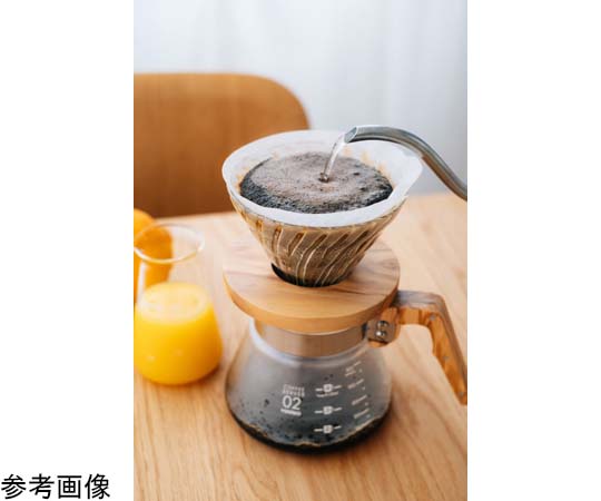 V60透過ドリッパーオリーブウッド 透明なドリッパーの側面にオリーブウッドの特徴的な色味と模様が見える状態