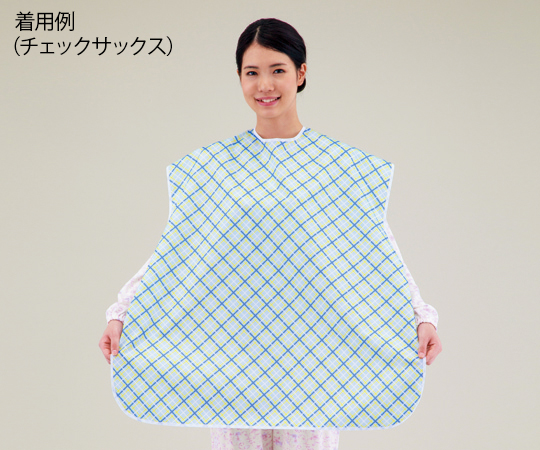 食事用エプロン　チェックサックス画像