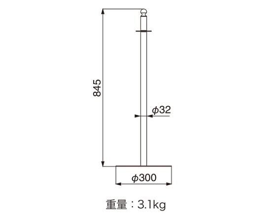 フロアパーティションポールスタッキングクローム/鏡面 光沢のあるクローム仕上げのスタッキングポールが直立している様子