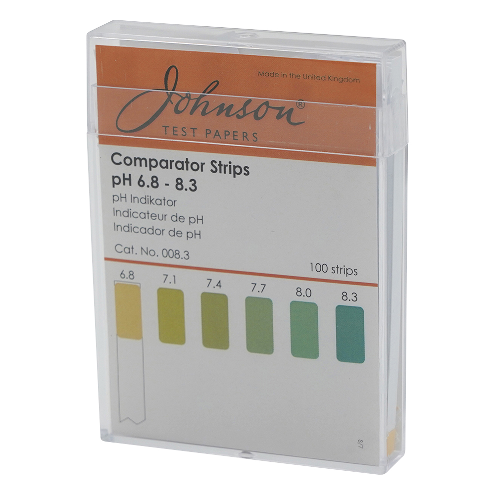 pH試験紙 PP（ポリプロピレン）スティックタイプ pH6.8～8.3 1箱（100枚入）画像