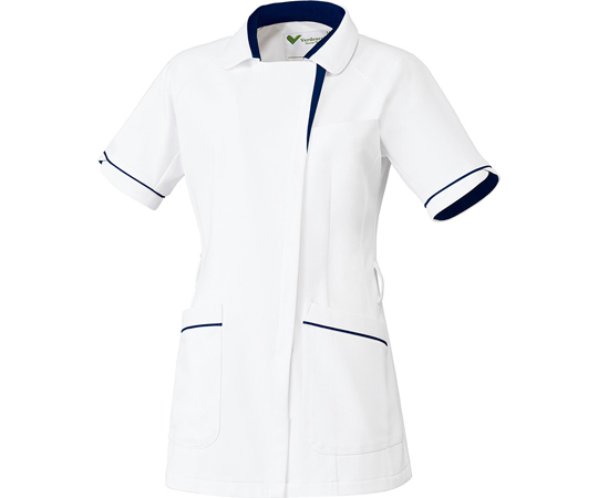 作業服 メディカルウェア ベルデクセル 女性用 チュニック ファスナータイプ ホワイト×ネイビー 3L