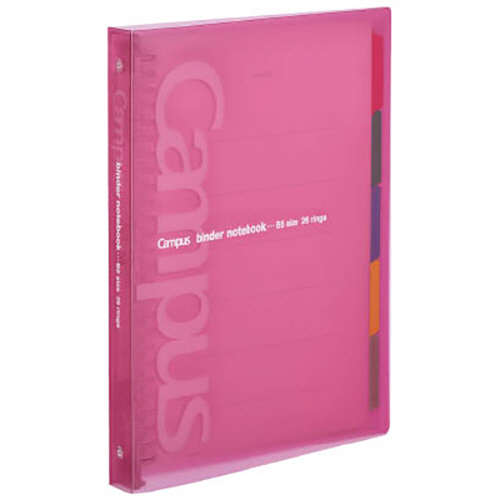 ｷｬﾝﾊﾟｽ ｽﾗｲﾄﾞﾊﾞｲﾝﾀﾞｰ(ﾐﾄﾞﾙﾀｲﾌﾟ)PP表紙 B5ﾀﾃ26穴 100枚 背幅29mm ﾋﾟﾝｸ 1冊画像