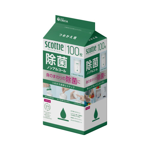 スコッティ　ウェット除菌ノンアル詰替　１００枚×４画像