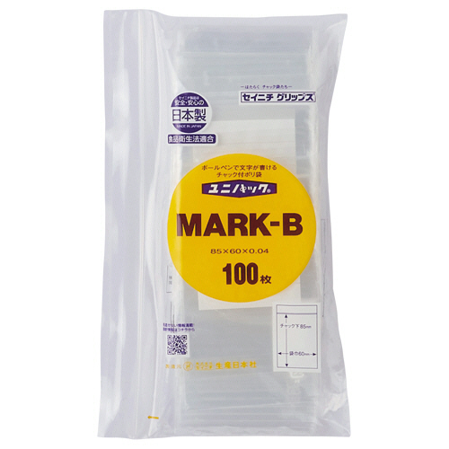 ﾕﾆﾊﾟｯｸﾁｬｯｸ付ﾎﾟﾘｴﾁﾚﾝ(白ﾍﾞﾀ三ﾂ窓付) 60×85×0.04mm 1ﾊﾟｯｸ(100枚)画像