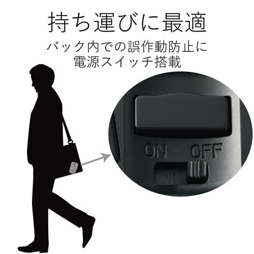 IRマウス 無線 3ボタン 省電力 ブルー 丸みを帯びた形状のマウスが、前面と側面を見せている状態