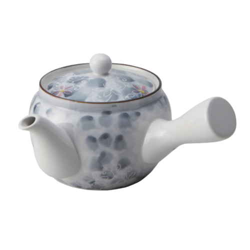 急須 370ml 墨小花 茶こし付き ティーポット 陶器製画像