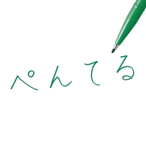水性サインペン　緑　10本入 パッケージが横向きに並び、透明な袋に収められた状態