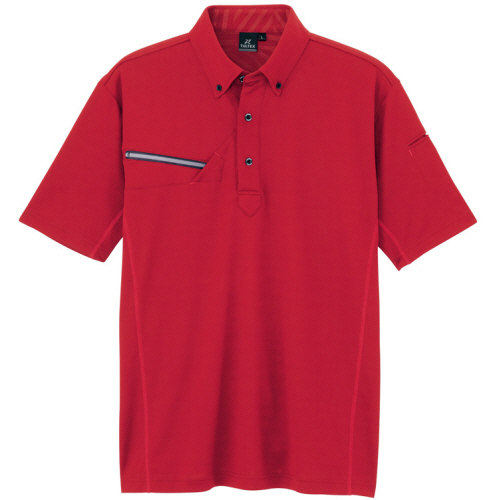 TULTEX(ﾀﾙﾃｯｸｽ)半袖ﾎﾞﾀﾝﾀﾞｳﾝﾎﾟﾛｼｬﾂ 冷感 二重編裏ﾌﾟﾘﾝﾄﾆｯﾄ ﾚｯﾄﾞ 4L 1着