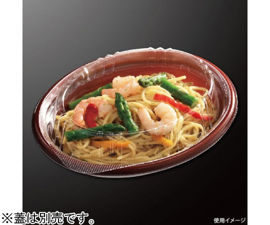 惣菜容器 TPボレノ M20-16 赤茶 身 600枚 底が平らで広口の容器が並んだ状態