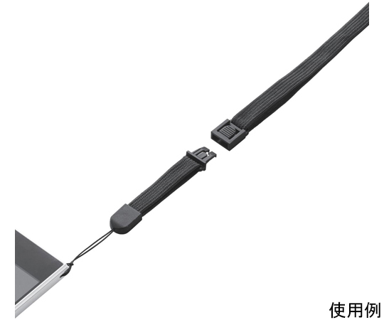 スマートフォン用ストラップ　ネックストラップ　ブラック　10本入 黒いネックストラップが整然と並べられた様子