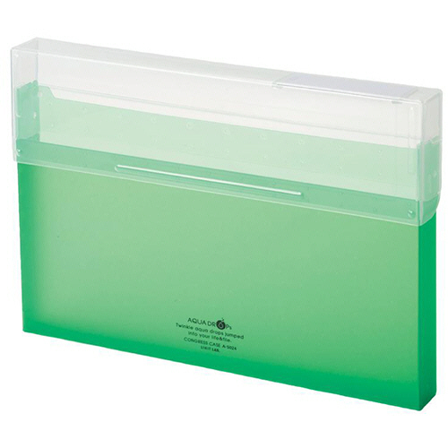 AQUA DROPs ｺﾝｸﾞﾚｽｹｰｽ A4ﾖｺ 300枚収容 黄緑 1ｾｯﾄ(6個)画像