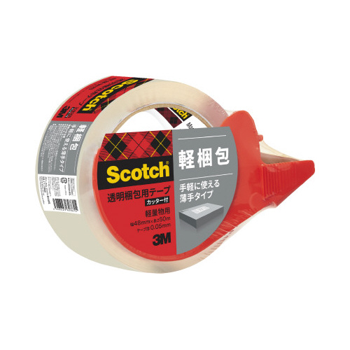 スコッチ（Ｒ）透明梱包用テープ軽量物用　カッター付画像