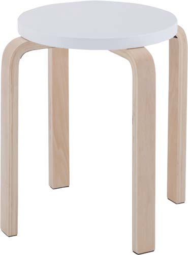 木製ラウンドスツール　ホワイト　４脚セット画像