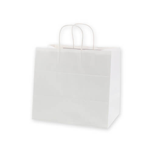 生菓子やお弁当など平たいものの収納に！汎用性の高い白無地の手提げ紙袋