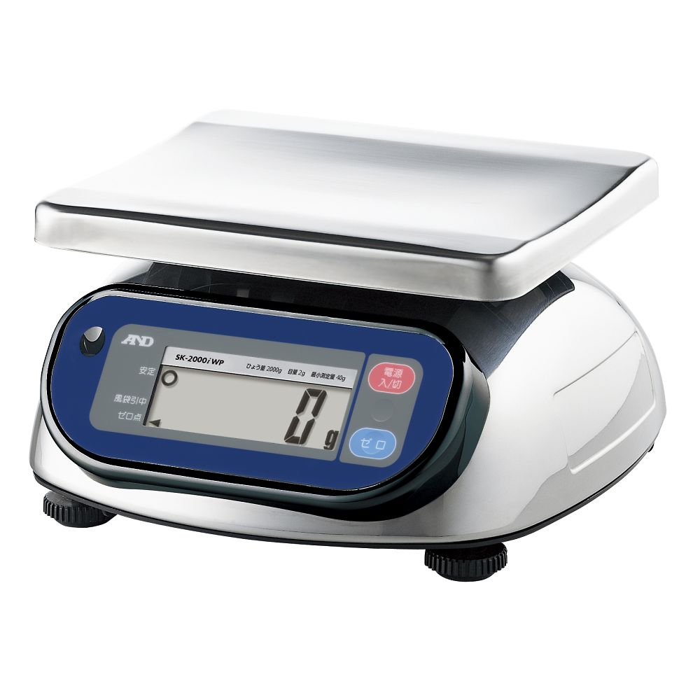 検定付きはかり 防塵・防水はかり SK-iWPシリーズ  ひょう量:2000g 最小表示:2g画像