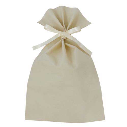 ソフトバッグベーシック2穴リボン巾着 S6 厚 ベージュ