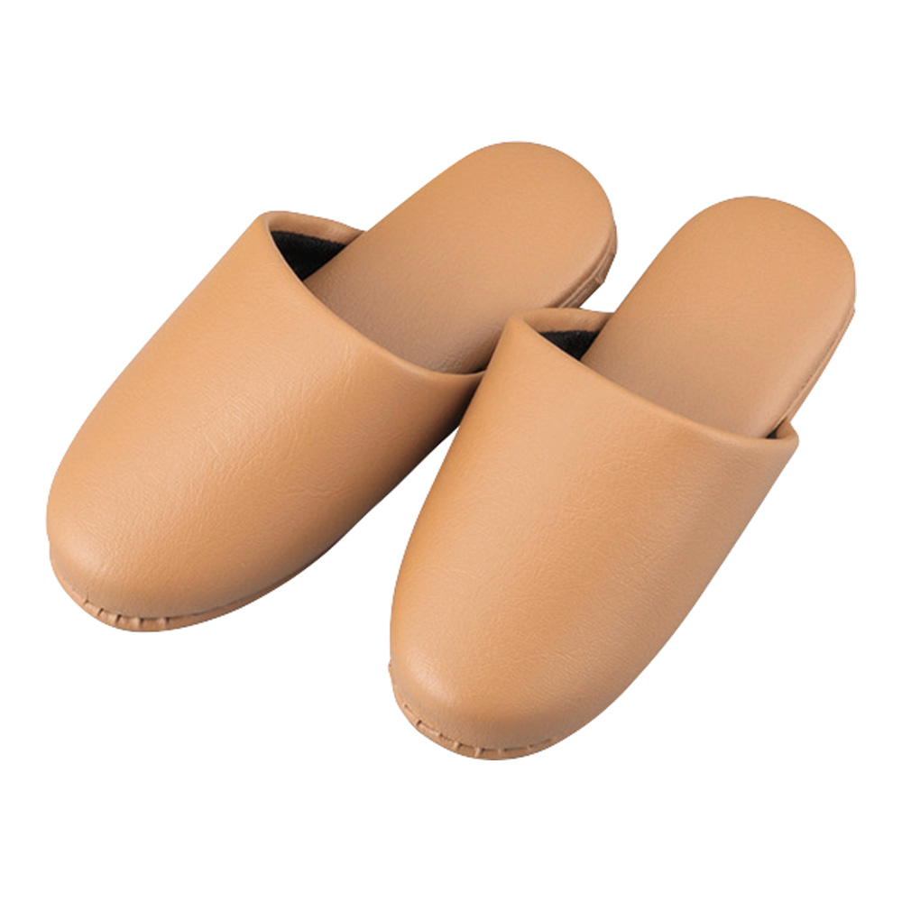 シボナシレザー風スリッパ（子供用） ココアブラウン 5足入画像