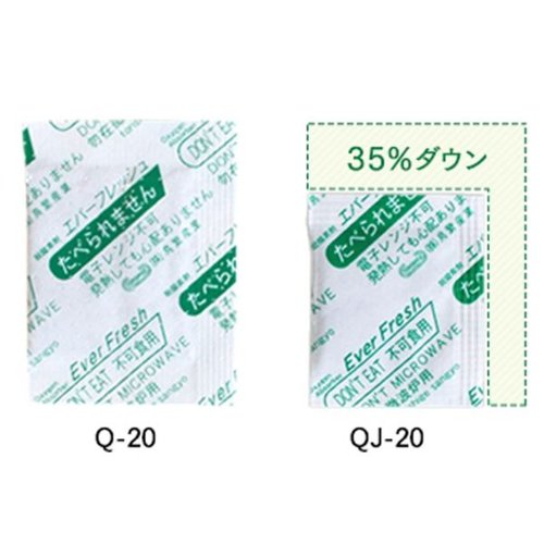 脱酸素剤 エバーフレッシュ QJ-50 鳥繁産業 白を基調としたパッケージが斜めから見える状態