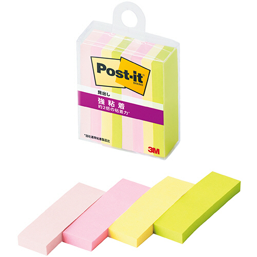 ﾎﾟｽﾄ･ｲｯﾄ 強粘着見出し ﾏﾙﾁｶﾗｰ4 50×15mm 4色 1ｾｯﾄ(80冊:8冊×10ﾊﾟｯｸ)画像