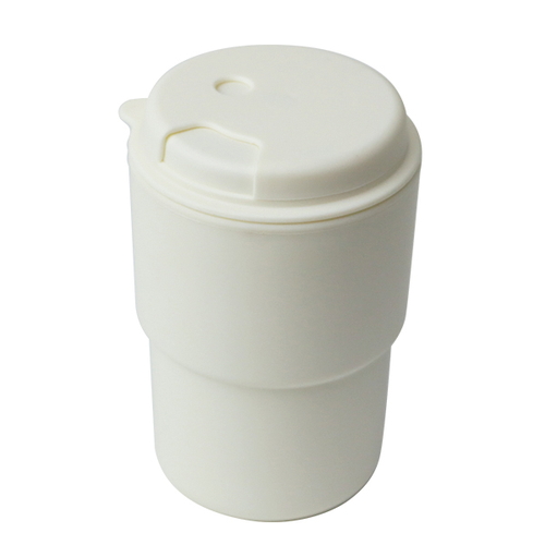 タンブラー 340ml フタ付き コップ 二重構造 プラスチック製 ホワイト画像