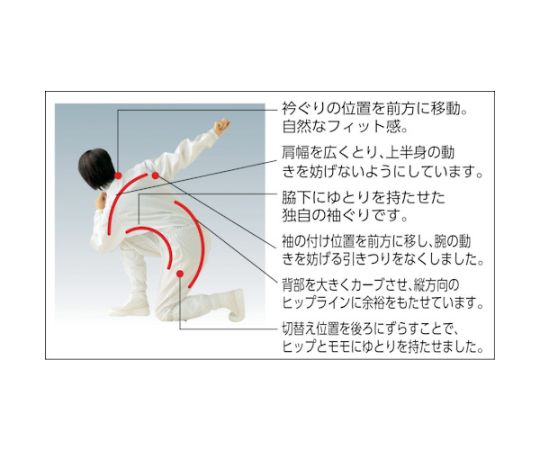 クリーンスーツ フロントファスナーワンピース PP1830 ホワイト L 前面がファスナーで開閉された状態の白いワンピース