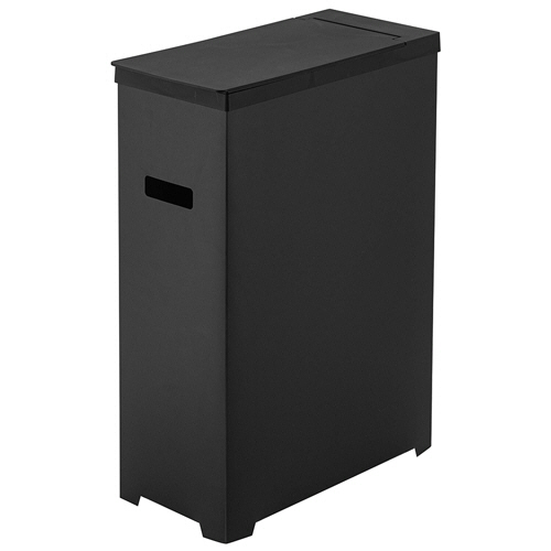 ｽﾘﾑ蓋付きｺﾞﾐ箱 ﾀﾜｰ ﾌﾞﾗｯｸ 1個画像