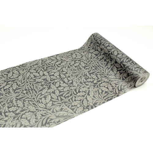 リメイクシート　mt　CASA　FLEECE　ウイリアムモリス　Pure　AcronCharcoalGilver テクスチャのある黒とグレーの模様が施されたリメイクシートの一部が見える状態