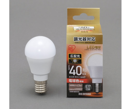 LED電球　広配光　調光　40形相当　電球色画像