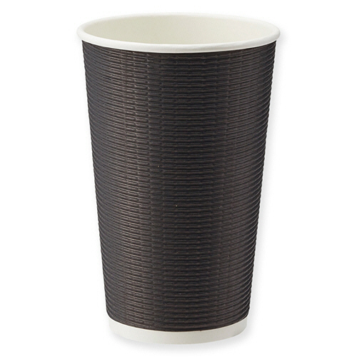 紙ｺｯﾌﾟ ｴｺ断熱ｶｯﾌﾟ 16ｵﾝｽ(480ml) ﾌﾞﾗｯｸ 1ｾｯﾄ(500個:25個×20ﾊﾟｯｸ)画像