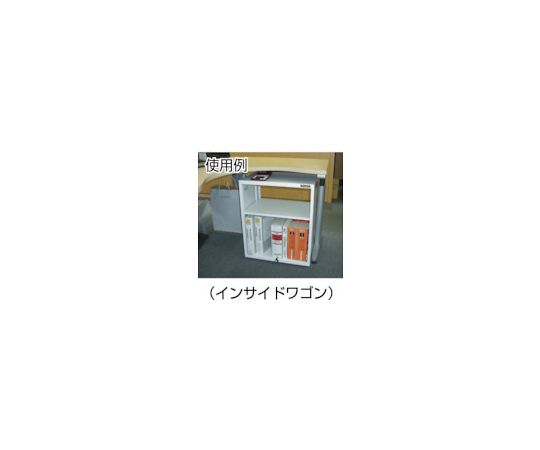インサイドワゴン　900X360XH615 横から撮影されたキャスター付き収納ワゴン、引き出しが開いた状態。