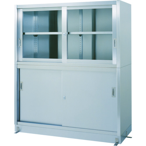 ｽﾃﾝﾚｽ保管庫上部ｶﾞﾗｽ戸下部ｽﾃﾝﾚｽ戸ﾍﾞｰｽ仕様 1台画像