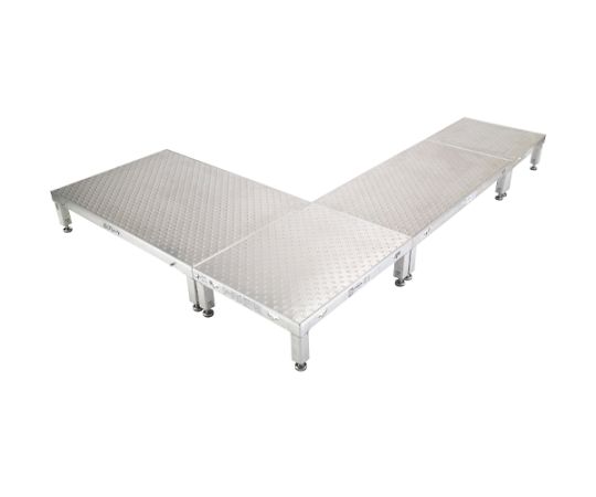600x450mm/0.22m 低床作業台(伸縮/連結式) 平らな面に設置された伸縮可能な作業台の側面が見える状態