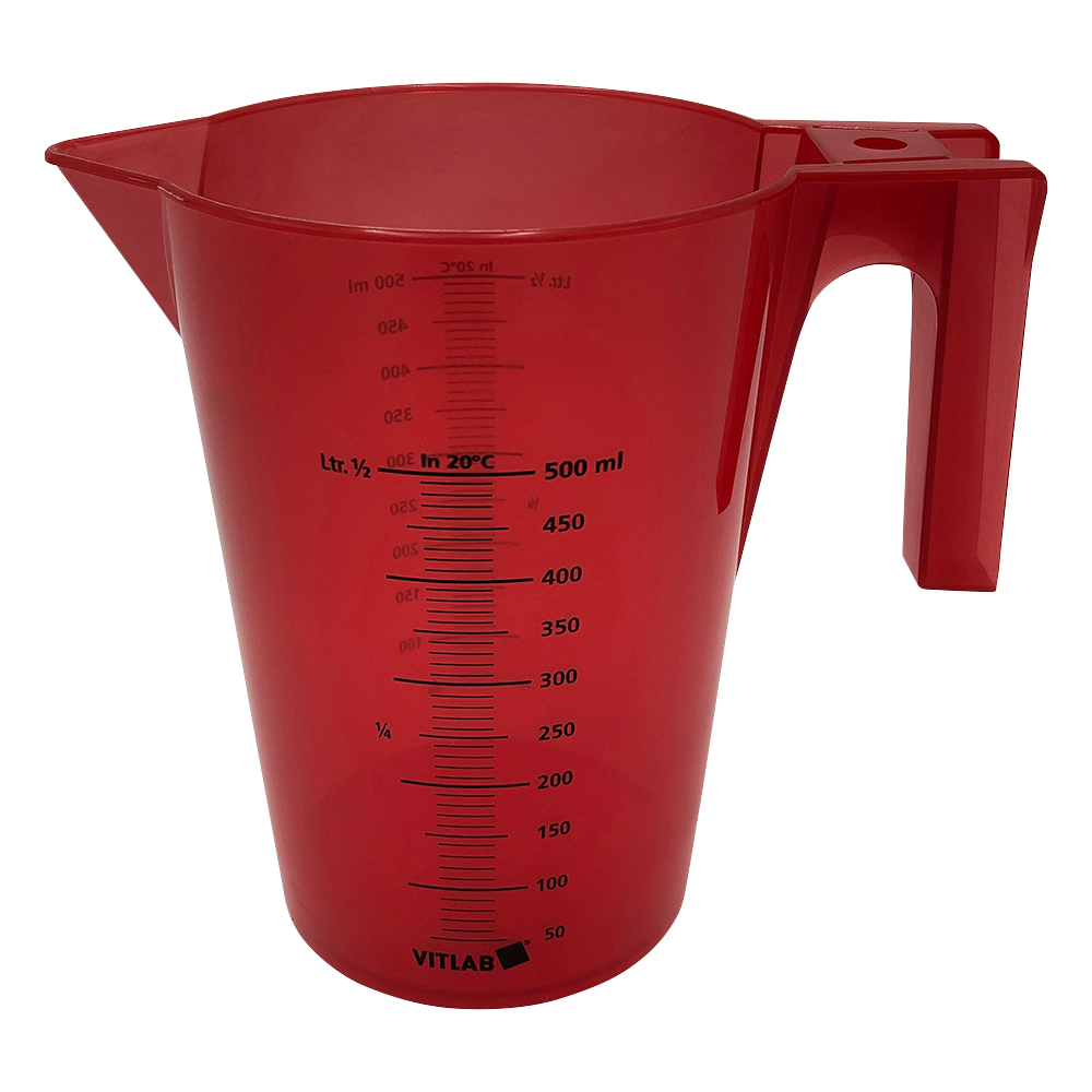 カラフル手付ビーカー（積み重ねタイプ）　500mL　赤画像