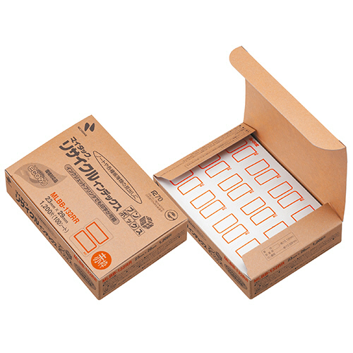 ﾏｲﾀｯｸ ﾘｻｲｸﾙｲﾝﾃﾞｯｸｽ ﾌﾞﾝﾎﾞｯｸｽ 中 23×29mm 赤枠 1ﾊﾟｯｸ(1200片:12片×100)画像