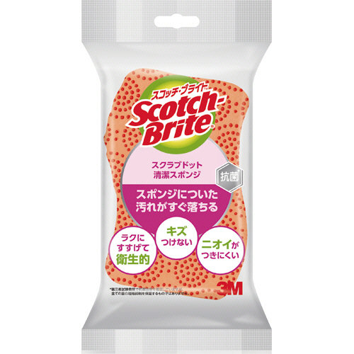 ｽｺｯﾁ･ﾌﾞﾗｲﾄ ｽｸﾗﾌﾞﾄﾞｯﾄｽﾎﾟﾝｼﾞ 清潔ｽﾎﾟﾝｼﾞ ｵﾚﾝｼﾞ 1個画像