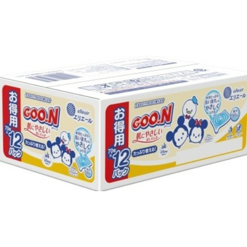 グーン　肌にやさしいおしりふき　７０枚１２個