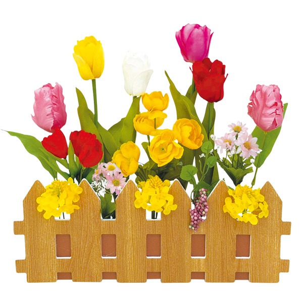 チューリップ垣根アレンジ画像