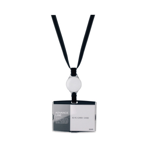 ハード吊下げ名札アドバンスライン（リール式）黒５個画像