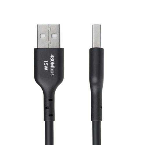 USB2.0ケーブル　Type　A(オス)-Type　C(オス)　3m　ブラック　1本 ケーブルがコイル状に巻かれ、しっかりとした質感が際立つ様子