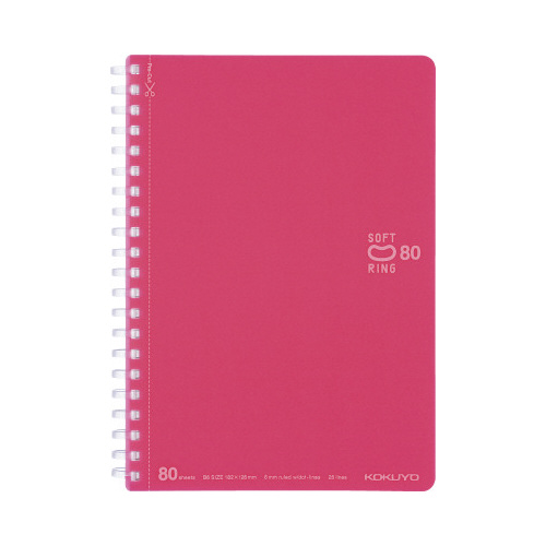 ソフトリングノートドット入罫線Ｂ６ライトピンクｘ５画像