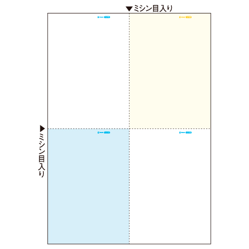 ﾏﾙﾁﾌﾟﾘﾝﾀ帳票 A4 ｶﾗｰ 4面(ﾌﾞﾙｰ/ｸﾘｰﾑ/ﾎﾜｲﾄ2面) 1冊(100枚)画像