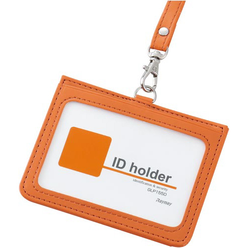 合皮製ＩＤカードホルダーオレンジ画像