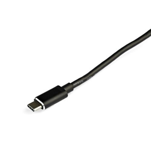 4ポートUSB　Type-C接続ハブ　USB-A×4口　バスパワー対応　ブラック　1個 表面にシンプルなデザインのポートが配置された状態