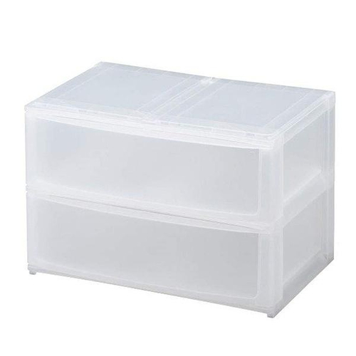収納ケース 引き出し 幅39×奥行26.5×高さ26.5cm ワイド 深2段 クリア画像