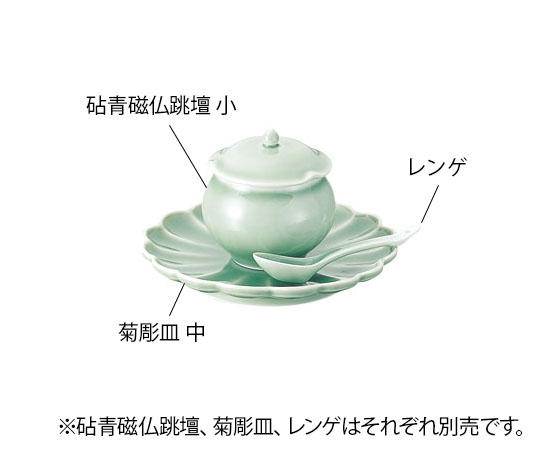 砧青磁仏跳壇 菊彫皿 中画像