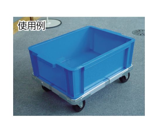 ドーリーDLF型　縦300～400X横650～750X75φ 円形のホイールが付いた商品が斜め前から捉えられ、周囲に適度な間隔を保ちながら並べられている様子。