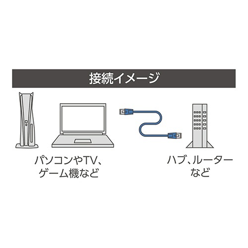 ミヨシ CAT.6A LANケーブル スタンダード ブルー 10m 1本 ケーブルの端子部分が鮮明に見える状態