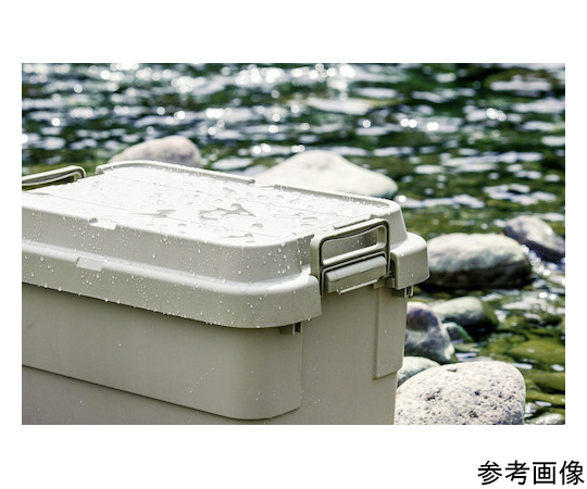 トランクカーゴ フラット天板仕様 50L グレー 平らな天板の上に置かれたグレーの収納ボックス