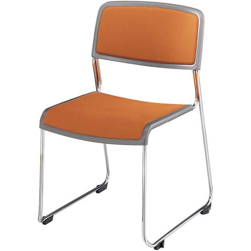 会議用イス　布張り　オレンジ　６脚セット画像